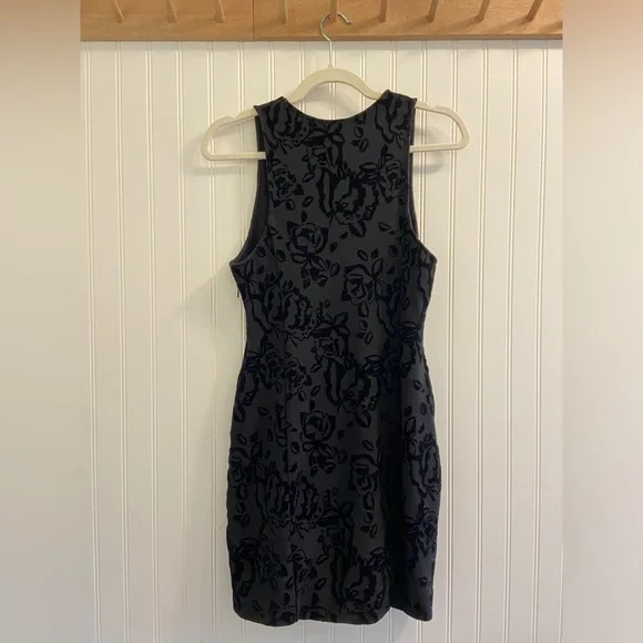 Free People Black Rose Burnout Velvet Whimsigoth Bodycon Dress S - Picture 9 of 11
